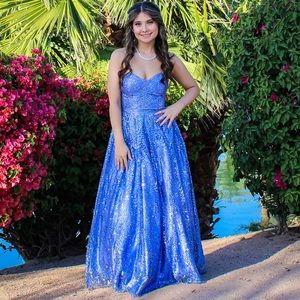 Glitter purple corset ball dress perfect for prom!